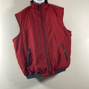 Chaps Vest Men Size XXL Wine Color Soft Fleece Lining Warm Zip Front & Pocket